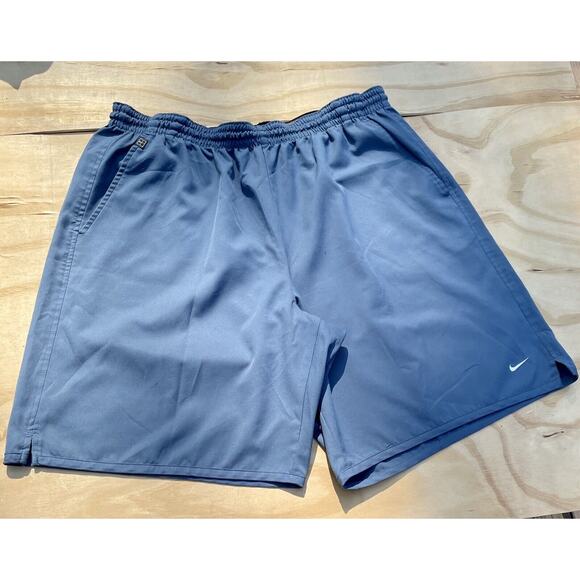 Nike Dri-Fit Logo Gym Tennis Workout Shorts Men's Drawstring‎ Blue Sz. XL - Picture 1 of 8